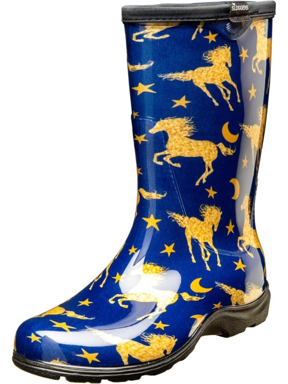 Women's Navy Blue Waterproof Garden Rain Boots Rubber Cute Midcalf Boots